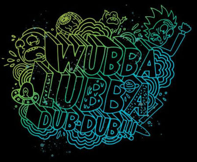 Rick and Morty Wubba Lubba Dub Dub Dames T-shirt - Zwart - 3XL