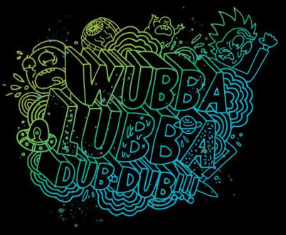 Rick and Morty Wubba Lubba Dub Dub Dames T-shirt - Zwart - XXL