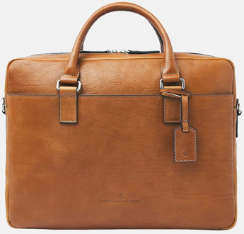 Rick Double zip Heritage laptoptas 15.6 inch Light Brown