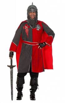 Ridder kostuum Arthur rood/grijs voor heer