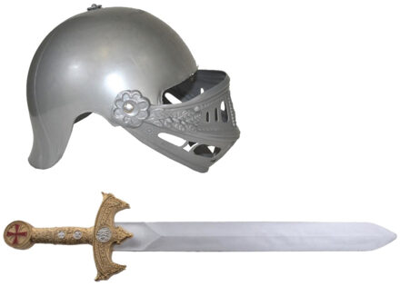 Ridder verkleed set - helm en zwaard - Carnaval/ridders thema feest - verkleed acessoires - kind