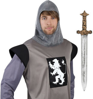 Ridders Carnaval verkleed accessoires voor volwassenen - Ridderkap - Zwaard 59 cm - Kunststof