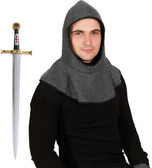 Ridders Carnaval verkleed accessoires voor volwassenen - Ridderkap - Zwaard 62 cm - Kunststof