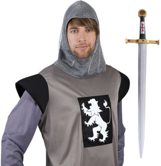 Ridders Carnaval verkleed accessoires voor volwassenen - Ridderkap - Zwaard 62 cm - Kunststof