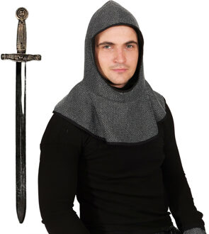 Ridders Carnaval verkleed accessoires voor volwassenen - Ridderkap - Zwaard 63 cm - Kunststof