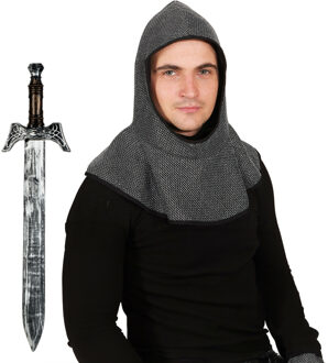 Ridders Carnaval verkleed accessoires voor volwassenen - Ridderkap - Zwaard 68 cm - Kunststof
