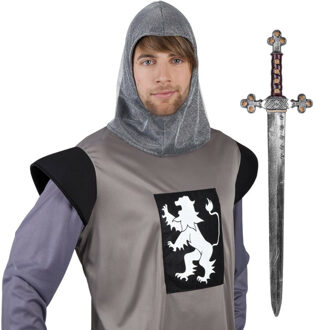 Ridders Carnaval verkleed accessoires voor volwassenen - Ridderkap - Zwaard 72 cm - Kunststof