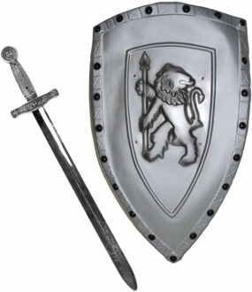Ridders Verkleed Wapens Set - Schild Met Zwaard Van 63 Cm - Verkleedattributen Multikleur
