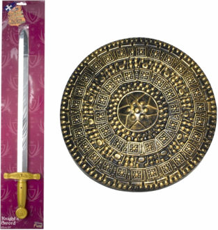 Ridders verkleed wapens set - schild met zwaard van 65 cm volwassenen