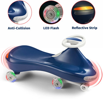 Ride on Toy Wiggle Car for Boys and Girls by Hot Mom,Ride on car with Anticollision Belt,Reflective Stripe and LED light