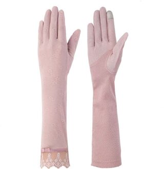 Riding Antislip Ademende Handschoenen Zomer Dunne Uv Bescherming Handschoenen Roze