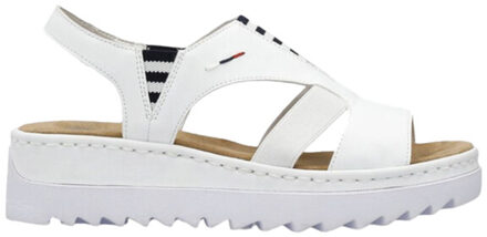 Rieker Dames contrast gestreepte ecologisch leren sandalen - maat 38 Wit