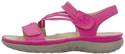 Rieker Dames streep synthetisch leren sandalen Roze - 38