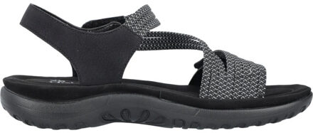 Rieker Dames streep synthetisch leren sandalen Zwart - 37