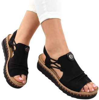 Rieker Dames synthetisch leren sandalen Zwart - 37
