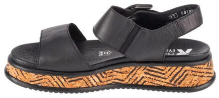 Rieker Dames volnerf leren sandalen - maat 38 Zwart
