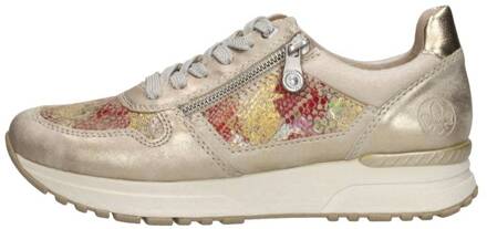 Rieker Gouden Print Sneaker met Rits en Veters Rieker , Multicolor , Dames - 37 Eu,41 Eu,39 Eu,40 Eu,36 Eu,38 Eu,42 EU