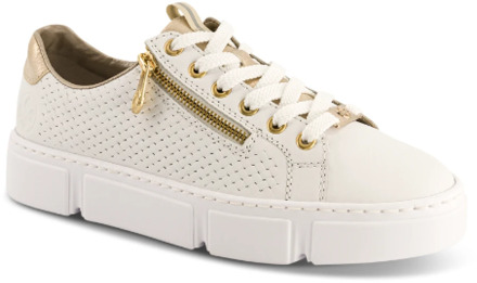 Rieker Leren Sneakers met Licht Gouden Details Rieker , White , Dames - 39 Eu,40 Eu,38 Eu,41 Eu,36 Eu,37 EU