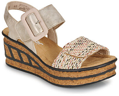 Rieker Sandalen met sleehak Rieker 68172-60" Beige - 36,37,38,39,40,41