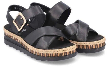 Rieker Sandalen Plat Zwart - 38
