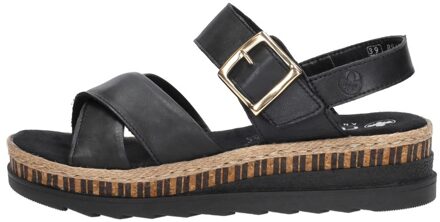 Rieker Sandalen Plat Zwart - 39