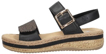 Rieker Sandalen Plat Zwart - 41