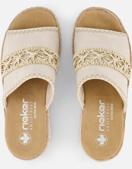 Rieker Slippers beige Textiel - 36,37,38,39,40,41,42,43