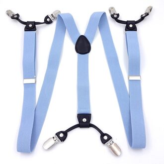 Riem 2.5cm Mannen Unisex Classic Trendy Accessoires Riem Clip Elastische Band 6 Clip Volwassen Jarretel Riem Elastische Sling Clip lucht blauw
