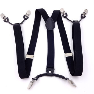 Riem 2.5cm Mannen Unisex Classic Trendy Accessoires Riem Clip Elastische Band 6 Clip Volwassen Jarretel Riem Elastische Sling Clip zwart