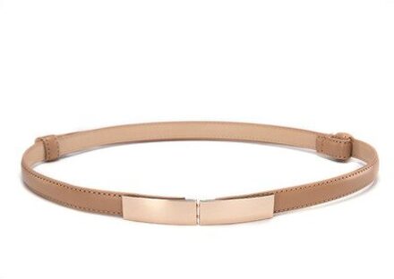 Riem Jurk Eenvoudige Veelzijdige Mode Vrouwen Lederen Riem Dunne Skinny Metalen Goud Elastische Gesp Tailleband Riem Jurk Accessoires kameel