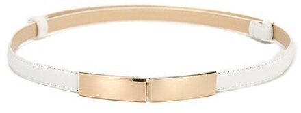 Riem Jurk Eenvoudige Veelzijdige Mode Vrouwen Lederen Riem Dunne Skinny Metalen Goud Elastische Gesp Tailleband Riem Jurk Accessoires wit