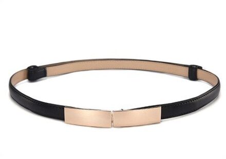 Riem Jurk Eenvoudige Veelzijdige Mode Vrouwen Lederen Riem Dunne Skinny Metalen Goud Elastische Gesp Tailleband Riem Jurk Accessoires zwart