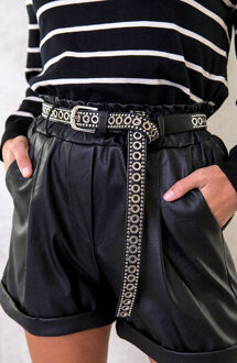 Riem Met Zilveren Details Zwart