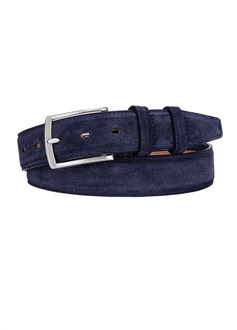 Riem Navy Blauw Suede Zilveren Gesp - 105