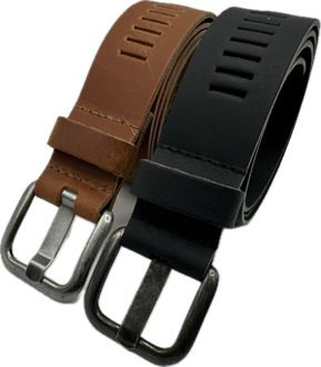 Riem unisex leder cognac zwart 2 pack - 105