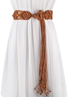 Riemen voor vrouwen Wax touw gebreide brede wasitline Stropdas knopen vrouwen riemen Bohemian