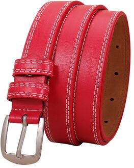 Riemen Vrouwen Zomer Vrouwen Mode Riem Smalle Stretch Jurk Riem Dunne Gesp Lederen Tailleband A714 rood