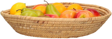 Rieten fruitmand/serveerschaal bruin groot 42 x 42 cm - Fruitschalen