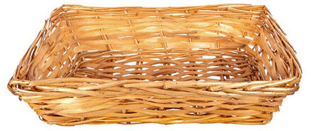 Rieten mandje - bruin - 36 x 26 x 10 cm - rechthoek - opbergmand