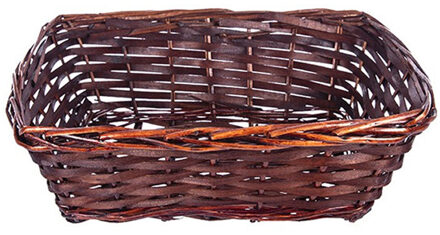 Rieten mandje - donker bruin - 36 x 26 x 12 cm - opbergmand