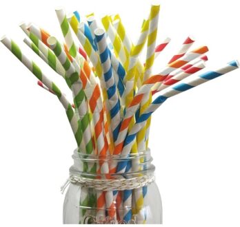 Rietjes - 50x - gekleurd - papier - 25 cm - buigbare rietjes