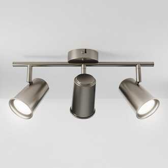 Riga - LED plafondlamp - 12 Watt 1200 Lumen - 3 spots - 6500K Neutraal wit - Draaibaar en dimbaar - GU10 - Kantelbaar - Plafondspot - IP20 Voor binnen - RVS