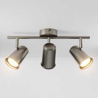 Riga - LED plafondlamp - 14 Watt 1200 Lumen - 3 spots - 2700K Warm wit - Draaibaar en dimbaar - GU10 - Kantelbaar - Plafondspot - IP20 Voor binnen - RVS