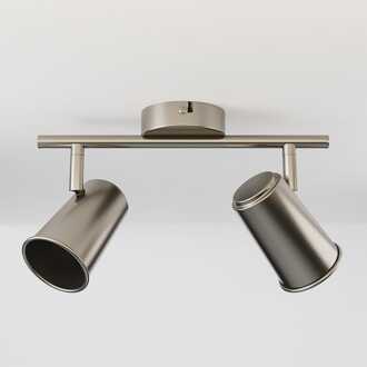 Riga - LED plafondlamp - 2 spots - Draaibaar en dimbaar - GU10 - Kantelbaar - Plafondspot - IP20 voor binnen - RVS