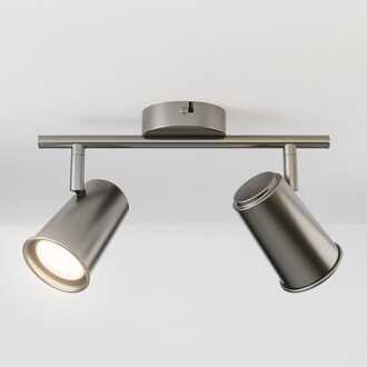 Riga LED plafondlamp - 2 spots - GU10 - Draaibaar en Kantelbaar - 8 Watt 690 Lumen - 4000K neutraal wit - Dimbaar - Plafondspot - Voor binnen - RVS