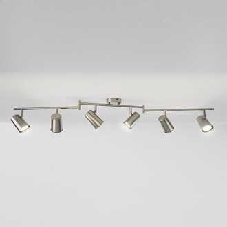 Riga - LED plafondlamp - 24 Watt 2070 Lumen - 6 spots - 4000K Neutraal wit - Draaibaar en dimbaar - GU10 - Kantelbaar - Plafondspot - IP20 Voor binnen - RVS