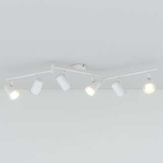 Riga - LED plafondlamp - 24 Watt 2070 Lumen - 6 spots - 4000K Neutraal wit - Draaibaar en dimbaar - GU10 - Kantelbaar - Plafondspot - IP20 Voor binnen - Wit