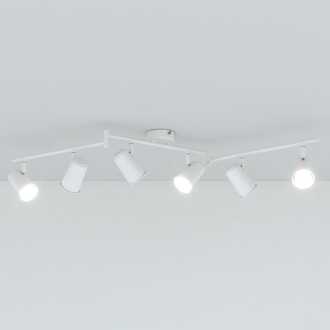 Riga - LED plafondlamp - 24 Watt 2345 Lumen - 6 spots - 6500K Neutraal wit - Draaibaar en dimbaar - GU10 - Kantelbaar - Plafondspot - IP20 Voor binnen - Wit