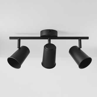 Riga - LED plafondlamp - 3 spots - Draaibaar en dimbaar - GU10 - Kantelbaar - Plafondspot - IP20 voor binnen - Zwart