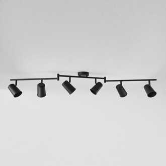 Riga - LED plafondlamp - 6 spots - Draaibaar en dimbaar - GU10 - Kantelbaar - Plafondspot - IP20 voor binnen - Zwart
